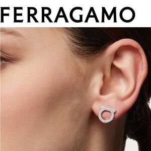 NWT Salvatore Ferragamo Gancini crystals earrings